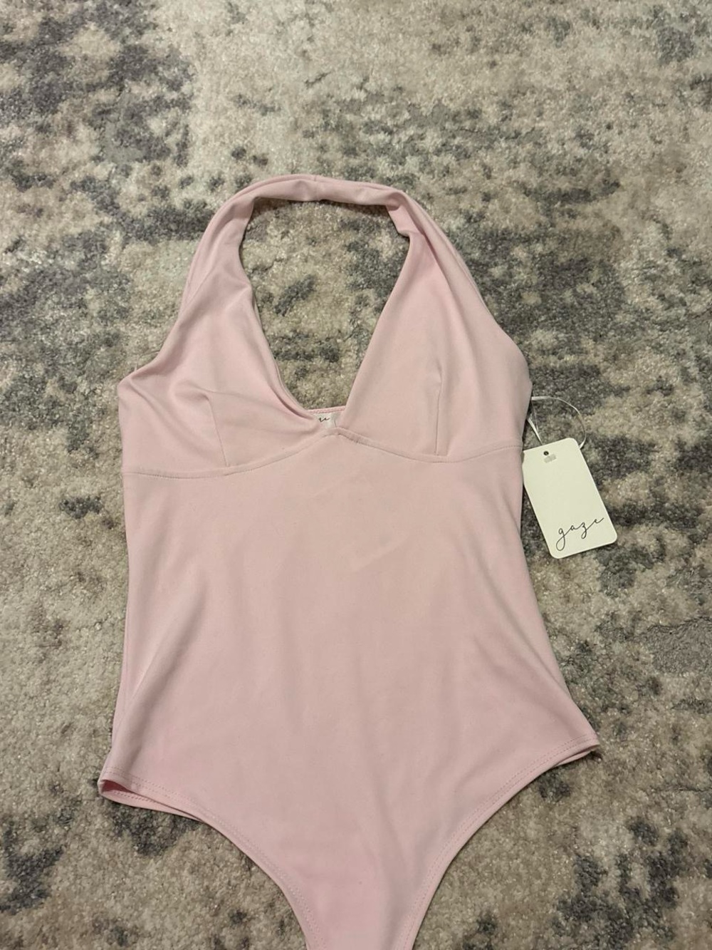 Gaze Blush Pink Halter Bodysuit